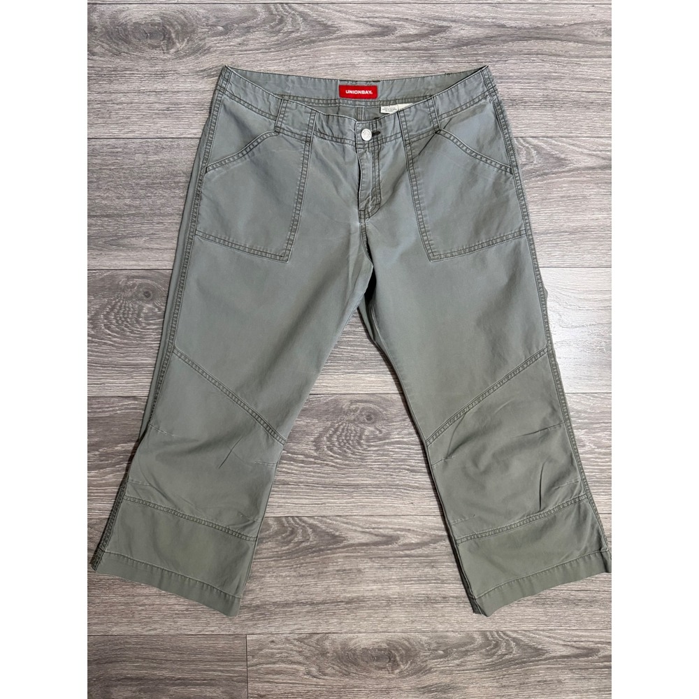 Unionbay Juniors Sage Green Utility Crop Pants W30 Cotton Mid Rise Straight 7/8